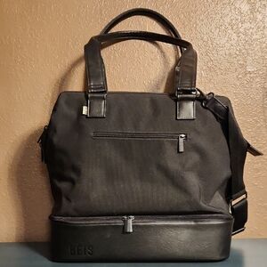 BEIS Black Weekender Two Compartment Duffel Travel Bag